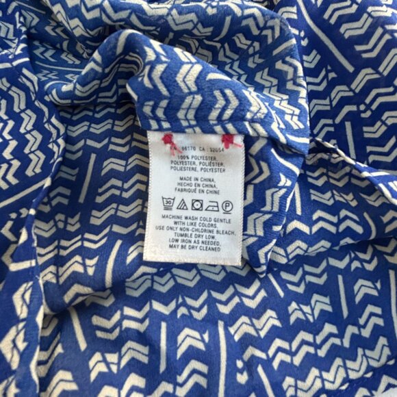 HD Paris Anthropologie Womens Kavari Blue Chevron Blouse Top Size 2 Long Sleeve - Picture 4 of 7